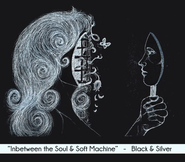 Inbetween the Soul & Soft Machine Mirror in the Black paper and Silver Ink color option